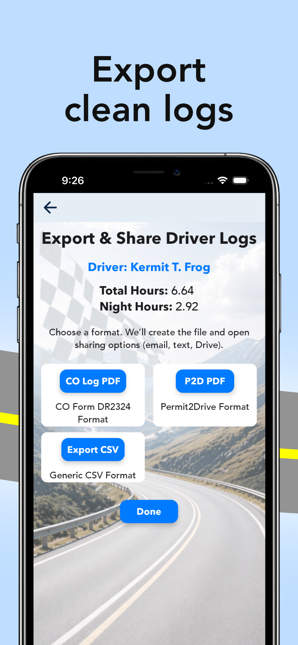 Permit2Drive: Driver Log