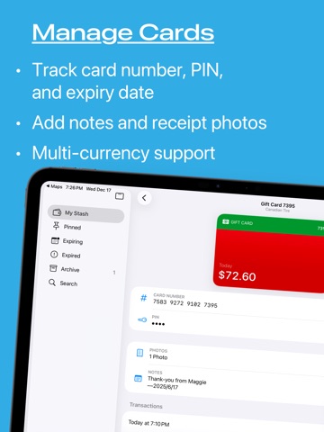 Woolly - Gift Card Tracker iPad screenshot