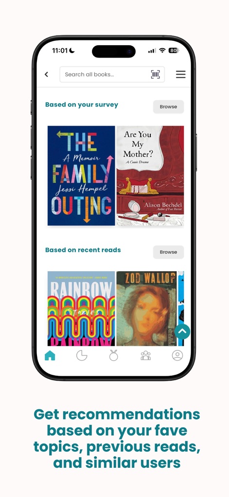 StoryGraph: Reading Tracker - La plataforma ofrece sugerencias personalizadas para nuevas lecturas, presentando recomendaciones personalizadas por encuestas previas y títulos sugeridos basados en lecturas recientes.