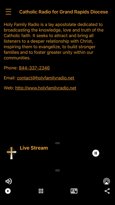 Holy Family Radio Mobile App iPhone screenshot