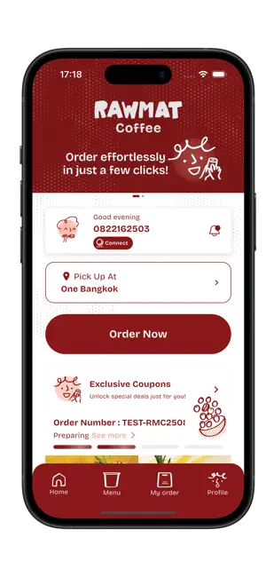 RAWMAT Coffee iPhone screenshot 1