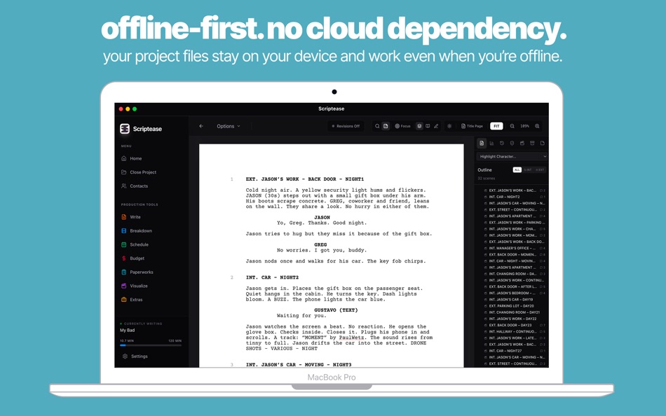 #3. Scriptease: Screenwriting (macOS) Ved: Onur Suluk