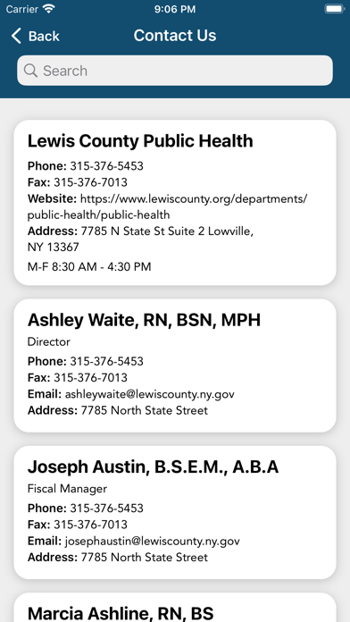 Lewis County Public Health Screenshot