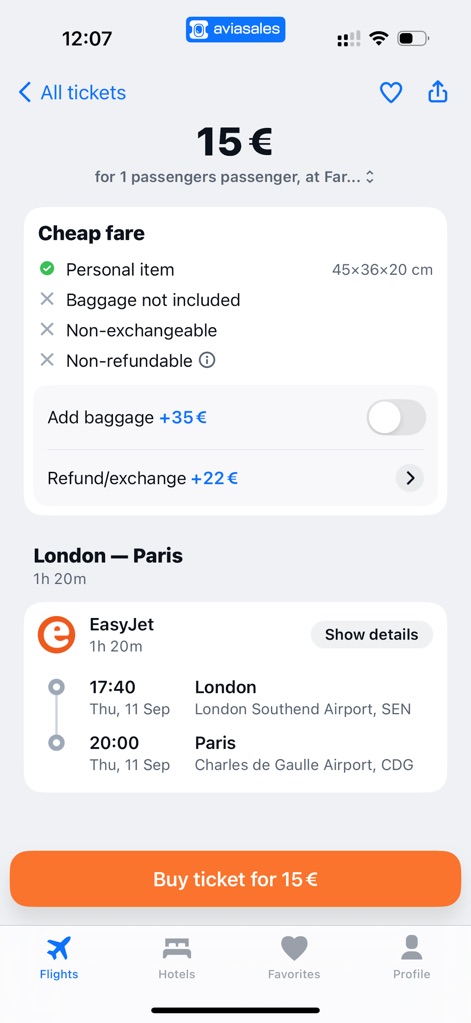 Aviasales — Book cheap flights - Transparent Fare Details
