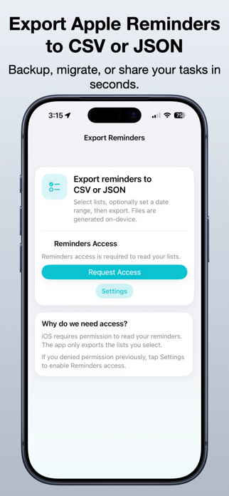 Export Reminders to CSV & JSON Screenshot 1 of 5