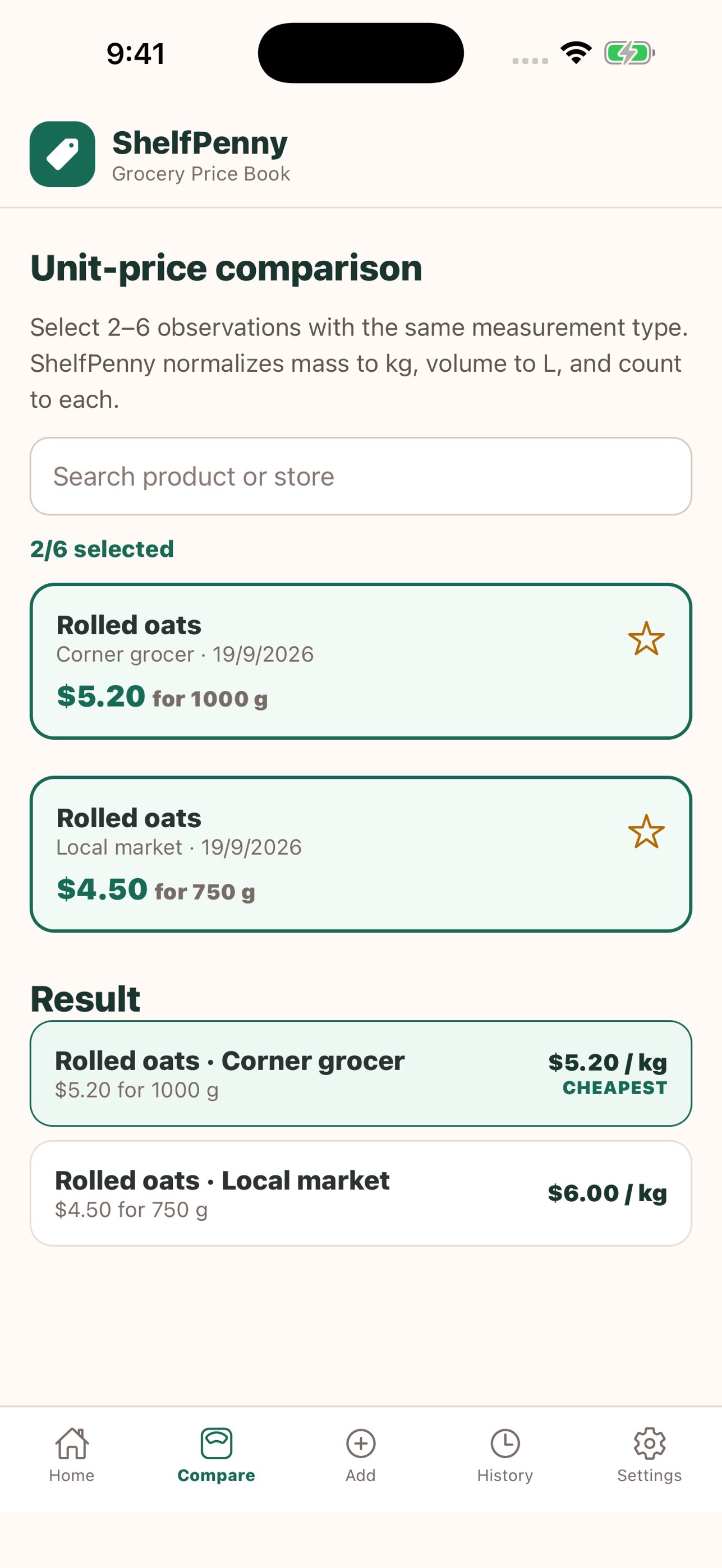 Screenshot 2 of ShelfPenny: Grocery Price Book