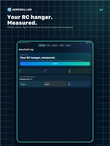 AeroCell Log: RC Battery Log iPad screenshot