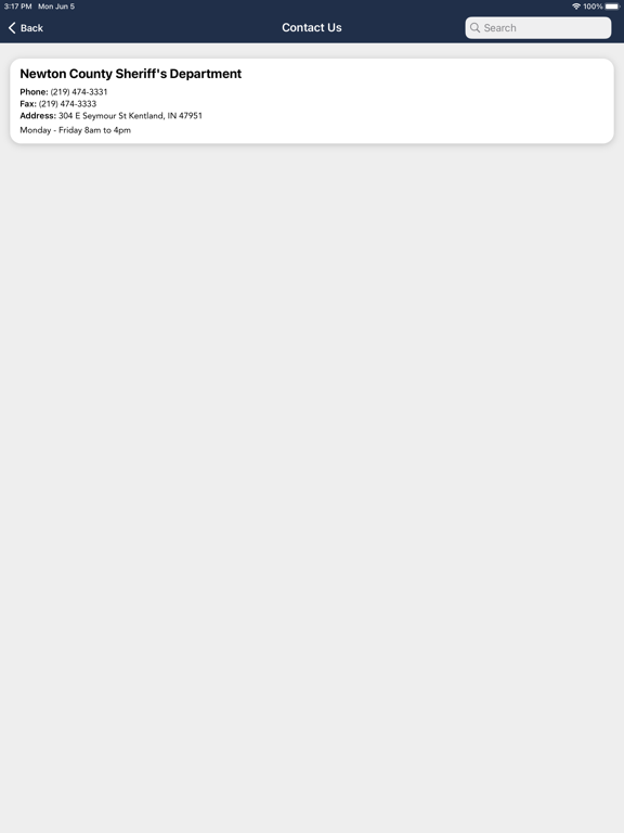 Newton County Sheriff Indiana iPad screenshot 2 - Reference app