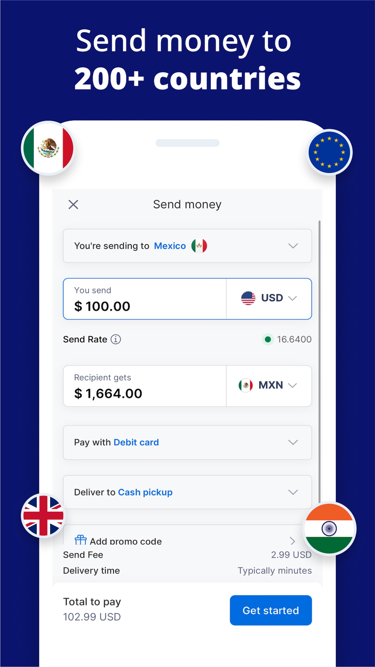 Screenshot do app Xe Send Money & Currency