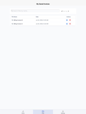 Billing Invoice iPad screenshot