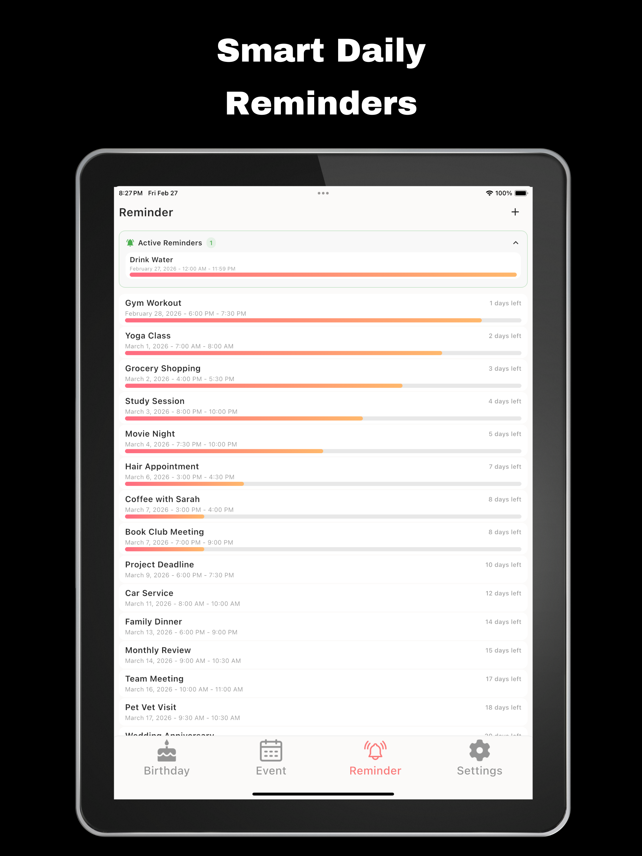 RememberMe - Countdown, Widget