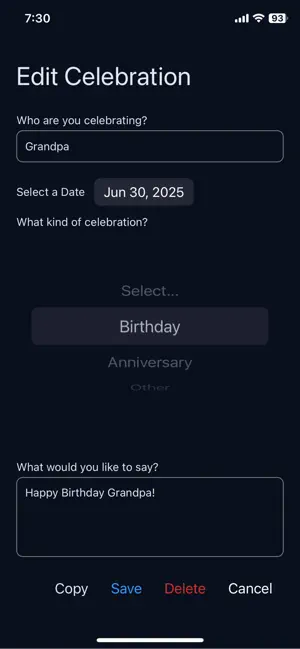 Celebration Reminder screenshot 3