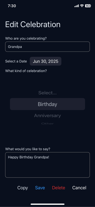 Celebration Reminder Screenshot 3 of 3