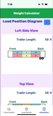 Truck weight scale calculator screenshot