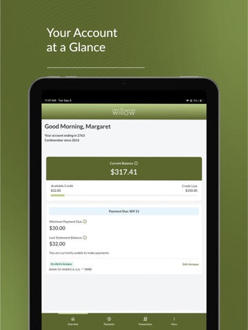 Willow® Mastercard® iPad screenshot 2