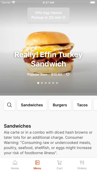 Effin Egg Yakima iPhone screenshot 2 - Food & Drink app