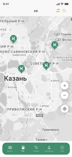 Скриншот АЗС ТАИФ-НК на iPhone 3
