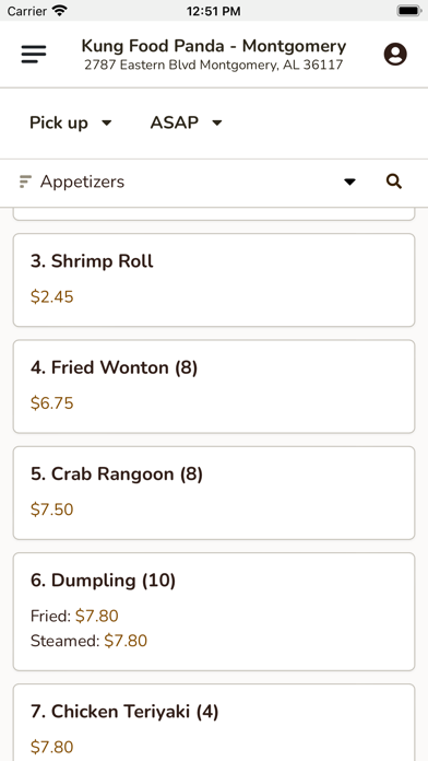 Kung Food Panda Montgomery iPhone screenshot