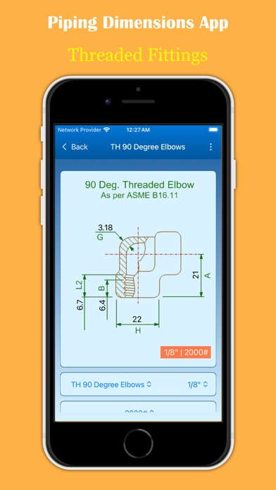 Piping Dimensions App Screenshot