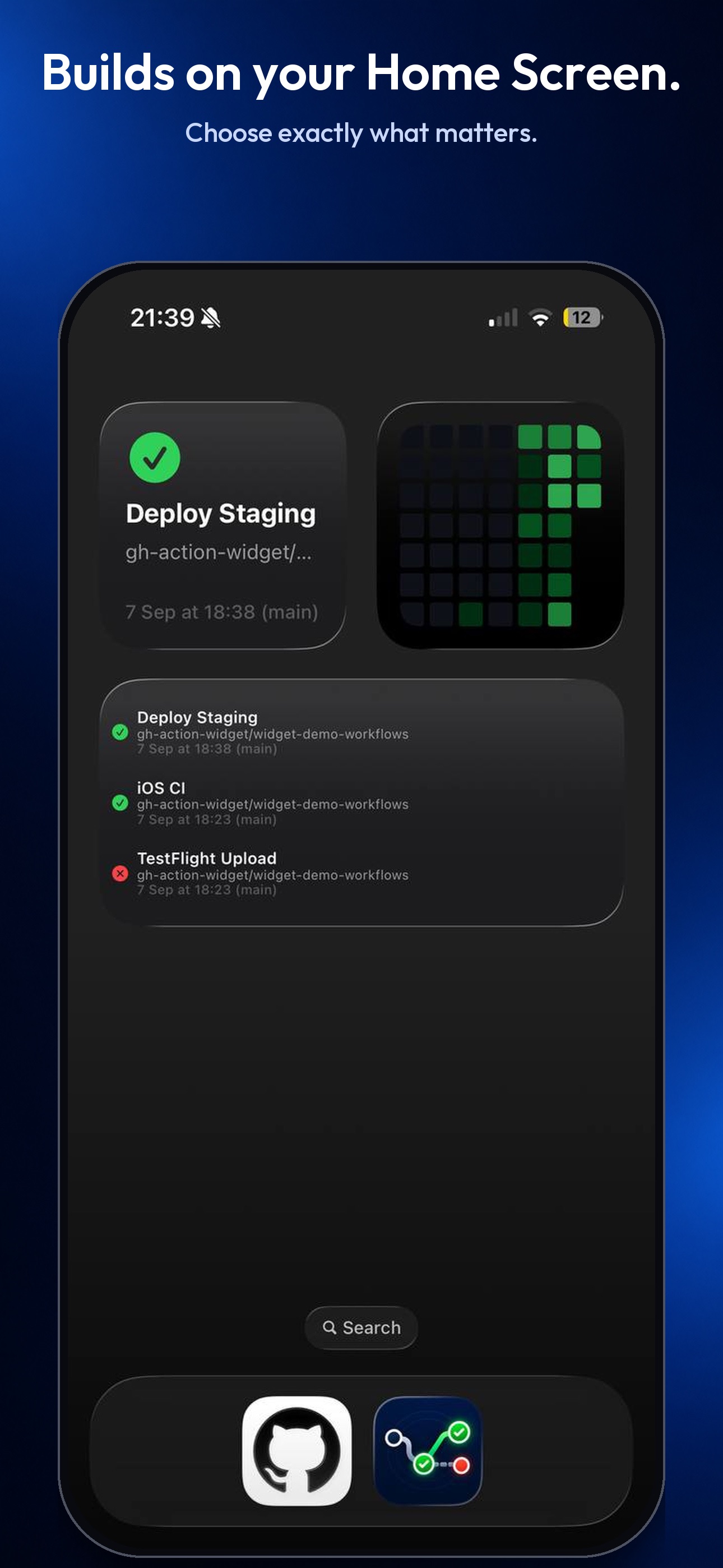 Screenshot 2 of GitHub Actions Widget