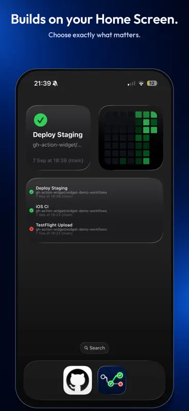 GitHub Actions Widget screenshot 2 of 3
