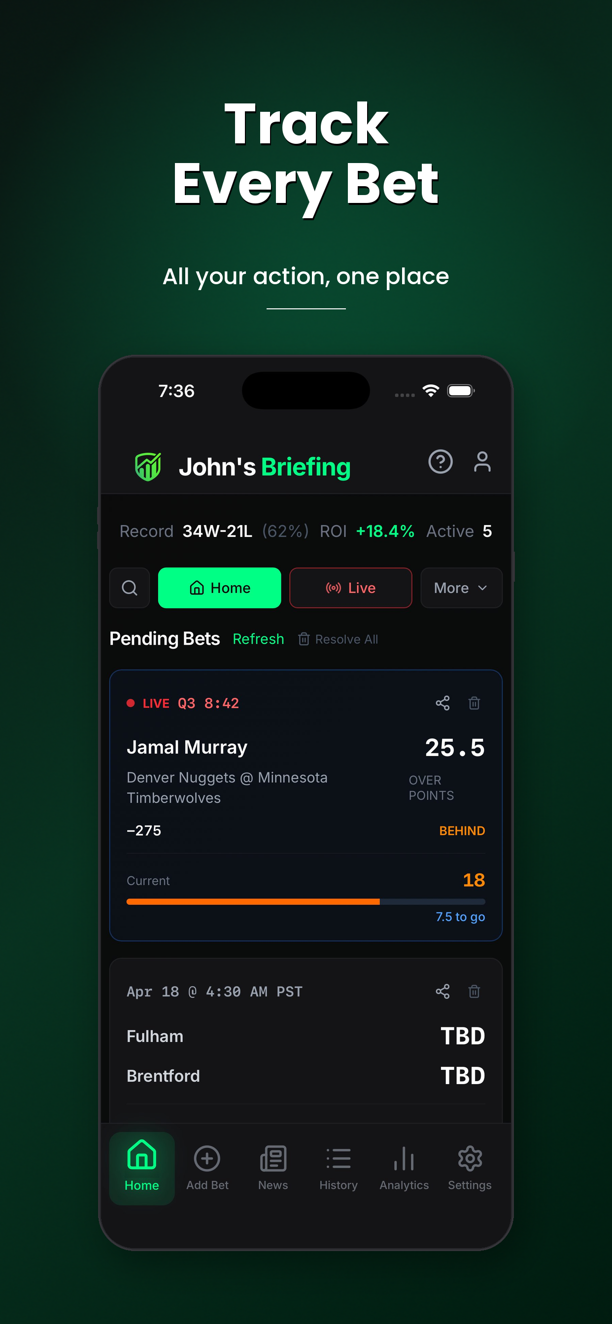 Briefing: Sports & Bet Tracker screenshot 3