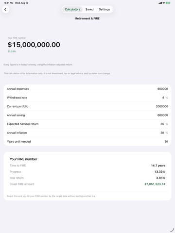 Compound Interest, FIRE, Loan iPad screenshot