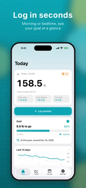 Weight Loss Tracker: Wejo screenshot 1