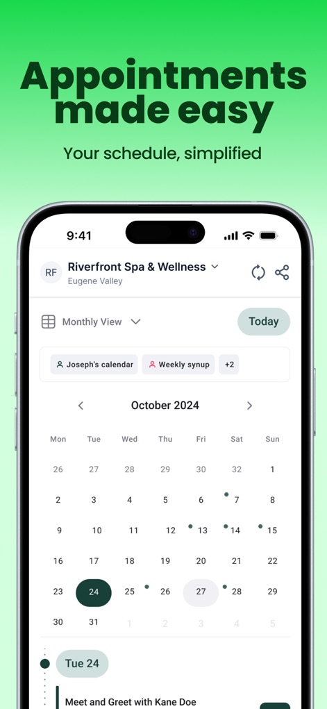 Lead Connector - This feature provides a clear "Monthly View" of appointments and allows users to manage multiple calendars, such as "Joseph's calendar".