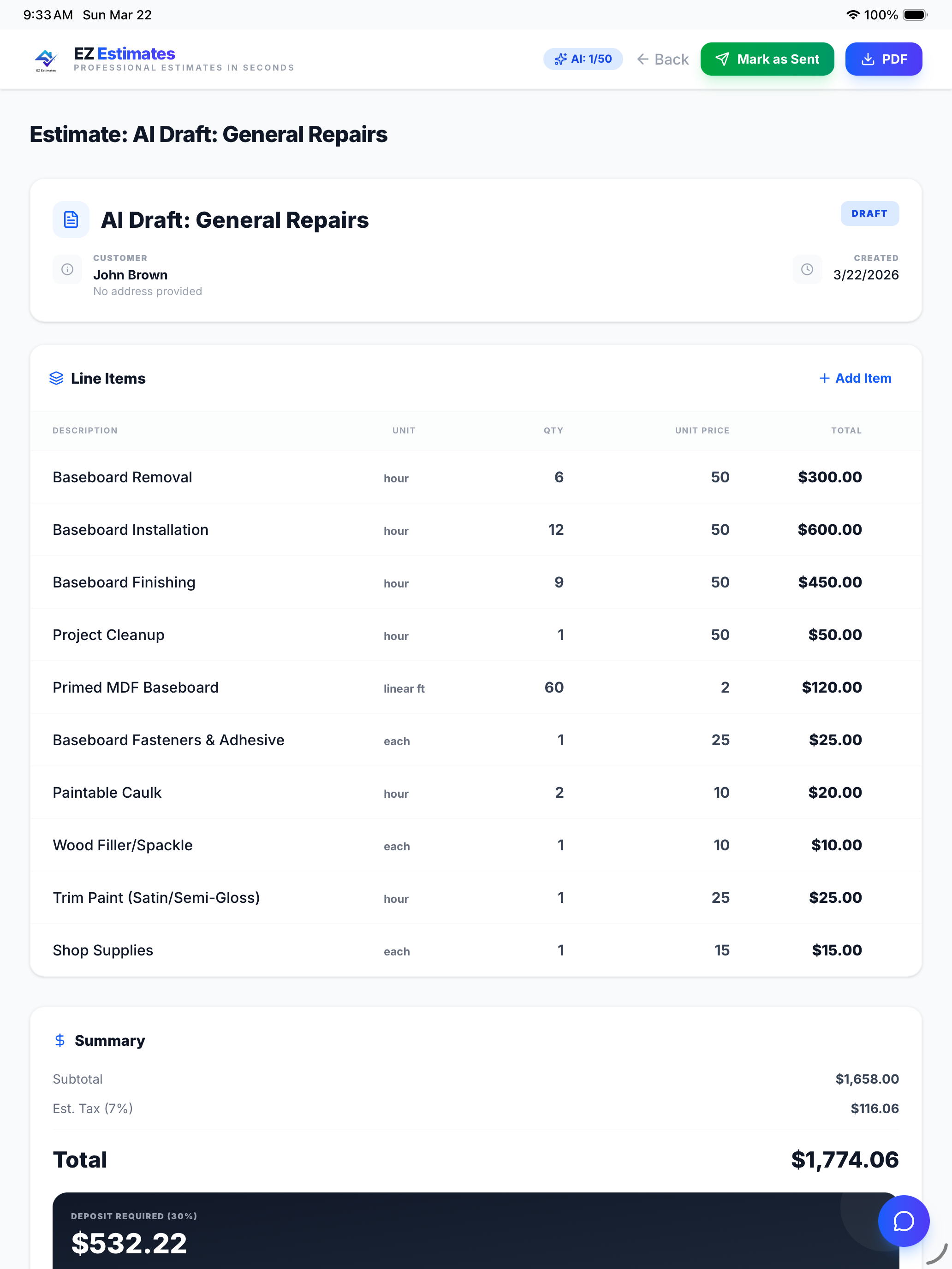 EZ Estimates AI