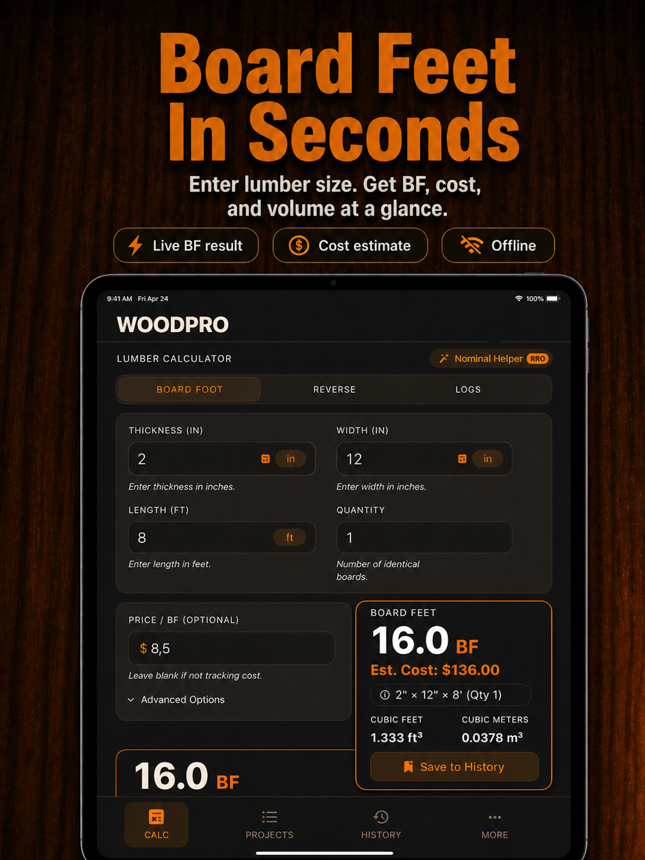 Board Foot Calculator WoodPro