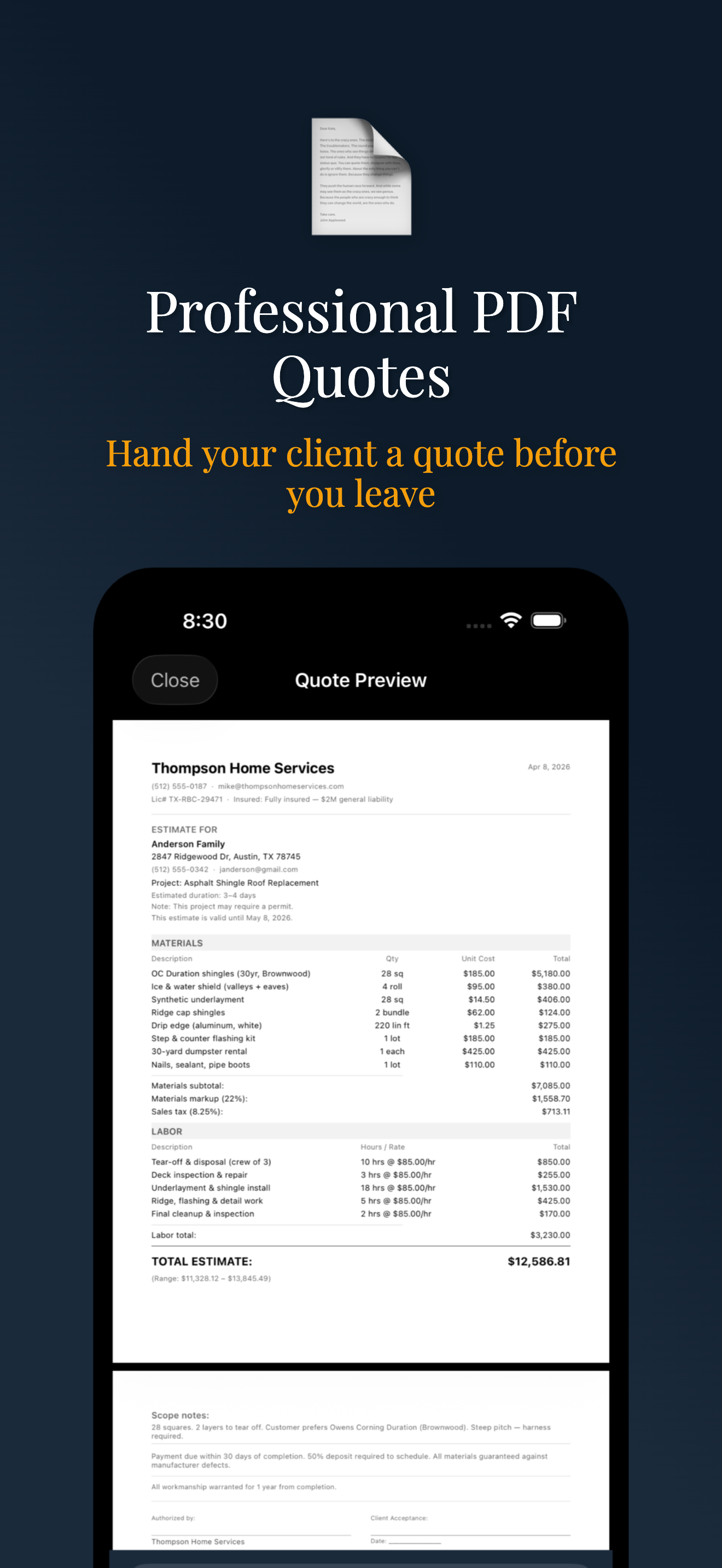 QuickBid Pro Contractor Quotes
