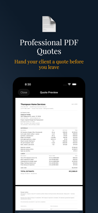 QuickBid Pro Contractor Quotes Screenshot 3 of 8