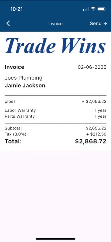 Trade Wins Job Calculator screenshot 3 of 6