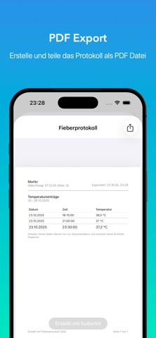 Fieberprotokoll screenshot