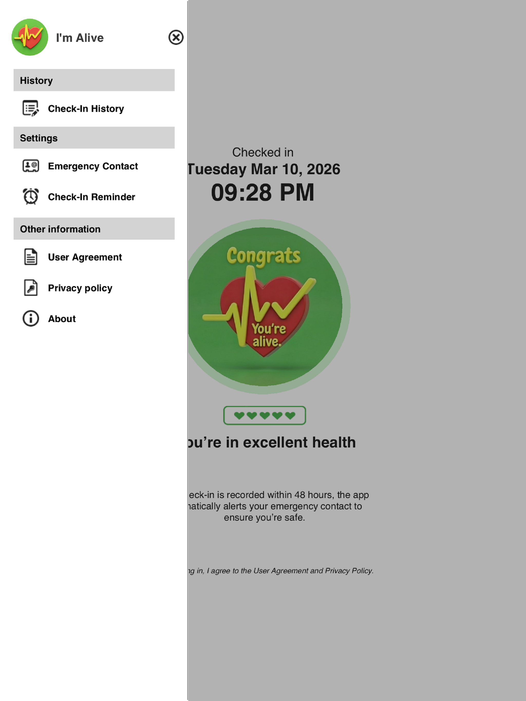 I'm Alive – Safety Check‑In