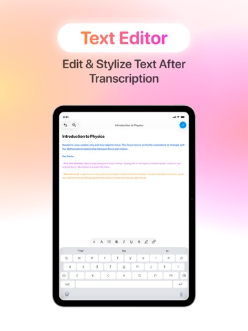 AI Lecture Note Taker iPad screenshot
