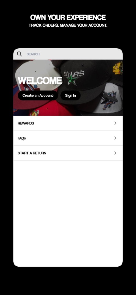 Hat Club - Manage personal preferences and order history with clear 'Account creation/sign-in options' and access helpful resources like the 'Rewards section' and 'FAQs'.