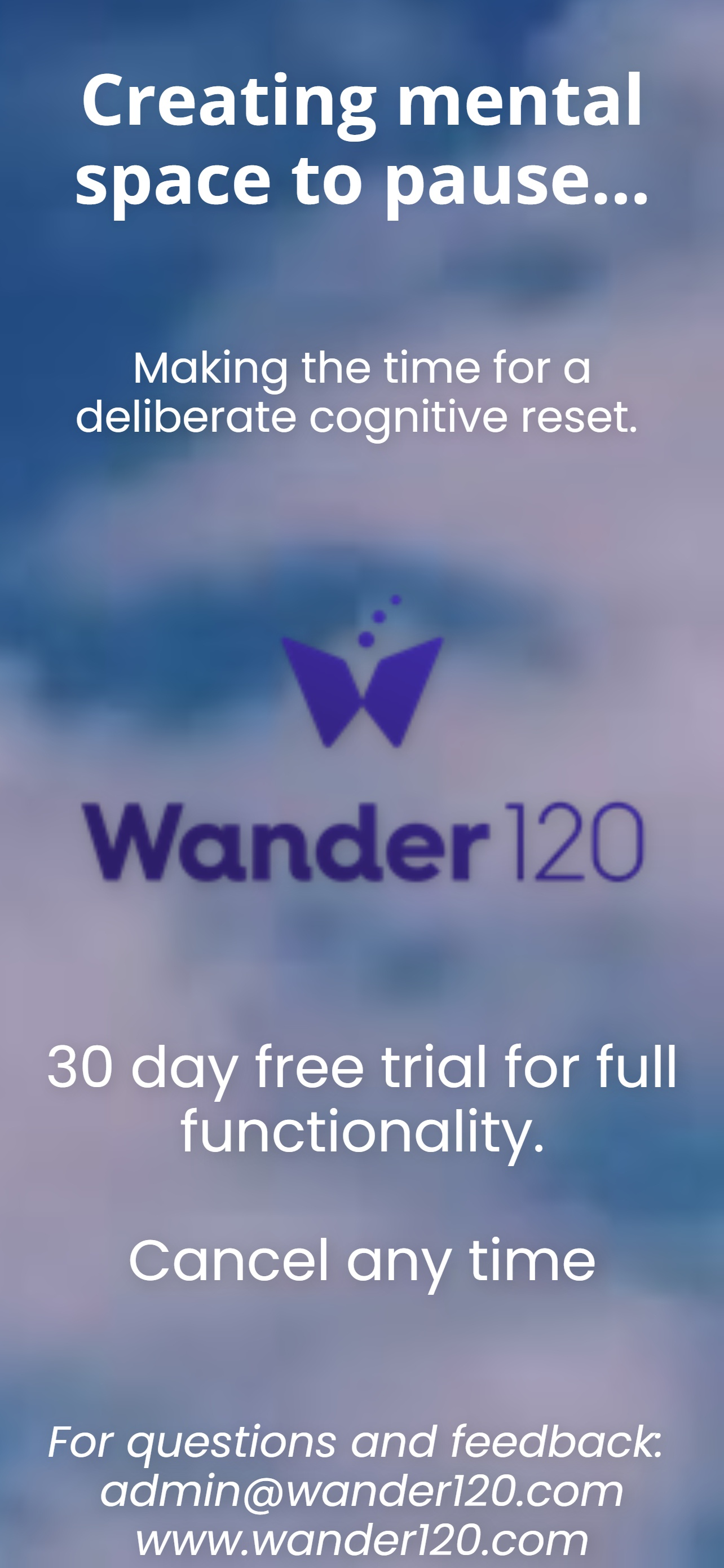 Wander120: reset your thinking