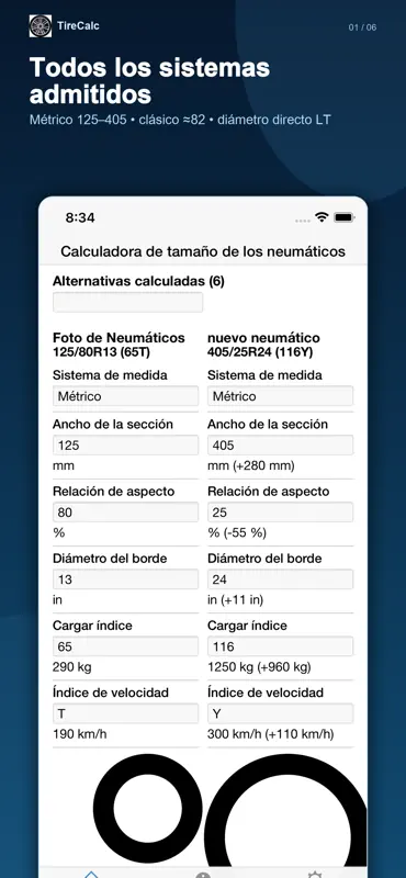 TireCalc: Neumáticos y ruedas screenshot 1 of 6