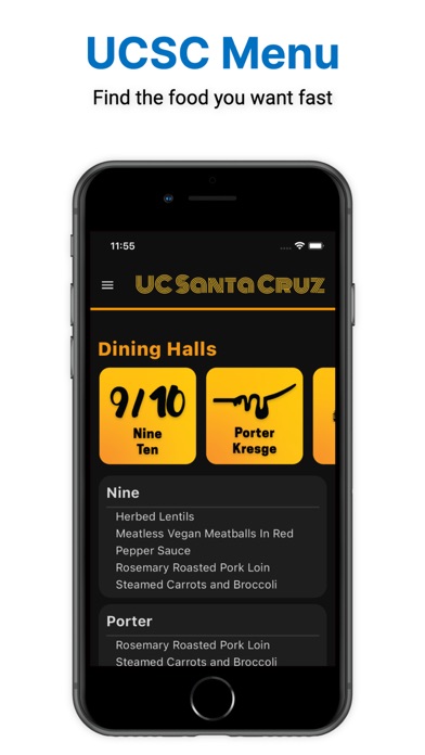 UCSC Menu Screenshot