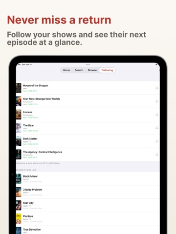 isitback: TV Return Tracker iPad screenshot