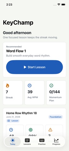 KeyChamp: Typing Lessons iPhone screenshot