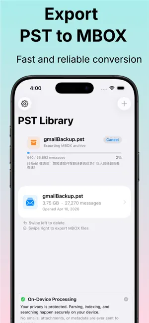 PST to MBOX Converter · Viewer screenshot 1