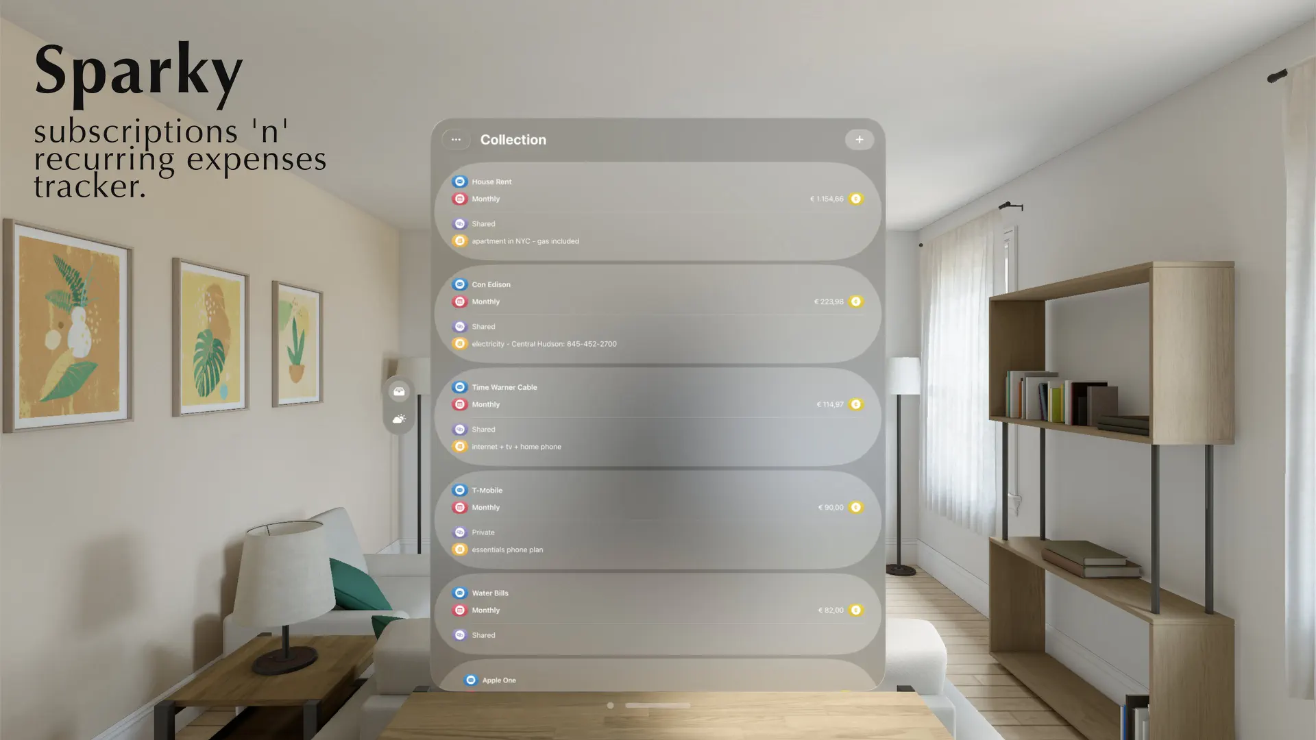 Subscriptions Tracker - Sparky screenshot