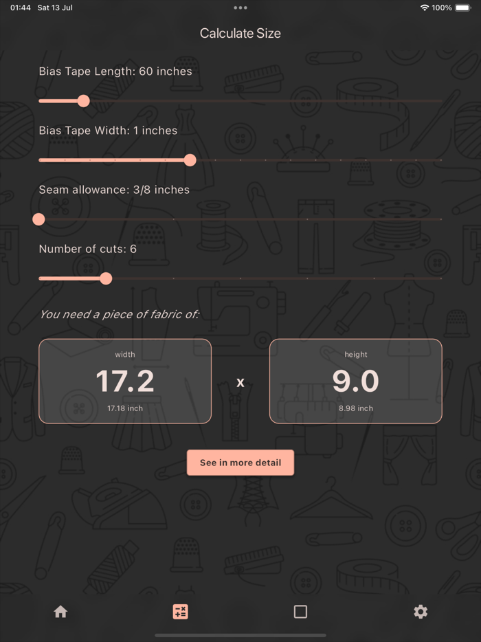 Bias Tape Calculator