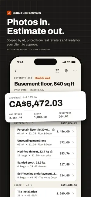 BidBud: Cost Estimator screenshot 1