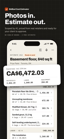 BidBud: Cost Estimator screenshot 1