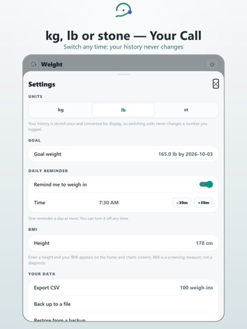 Weight Tracker: Daily Weigh In iPad screenshot