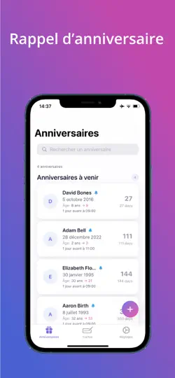 Capture d'écran de Popday : Rappel Anniversaire sur iPhone 1